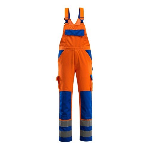 Mascot Safe Complete Bib & Brace With Kneepad Pockets - Hi-vis Orange/royal Mascot Safe Complete Bib & Brace With Kneepad Pockets - Hi-vis Orange/royal
