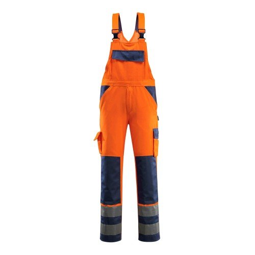 Mascot Safe Complete Bib & Brace With Kneepad Pockets - Hi-vis Orange/navy Mascot Safe Complete Bib & Brace With Kneepad Pockets - Hi-vis Orange/navy