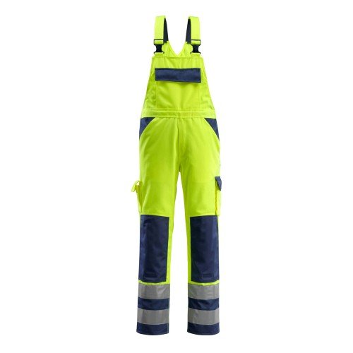 Mascot Safe Complete Bib & Brace With Kneepad Pockets - Hi-vis Yellow/navy Mascot Safe Complete Bib & Brace With Kneepad Pockets - Hi-vis Yellow/navy