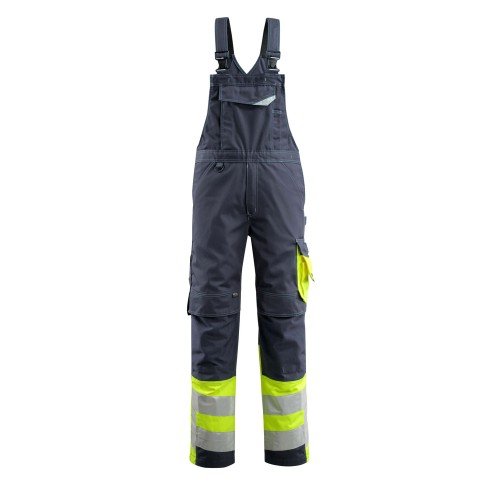 Mascot Safe Supreme Sunderland Bib & Brace With Kneepad Pockets - Dark Navy/hi-vis Yellow