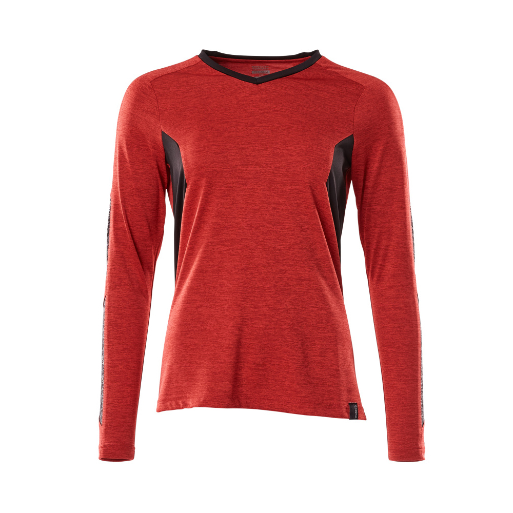 Mascot Accelerate 18091 Ladies Fit T-shirt long Sleeved Traffic Red Flecked Black
