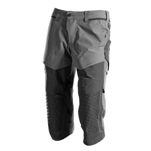 Mascot Customized 22249 3/4 Length Trousers With Kneepad Pockets Grey Black
