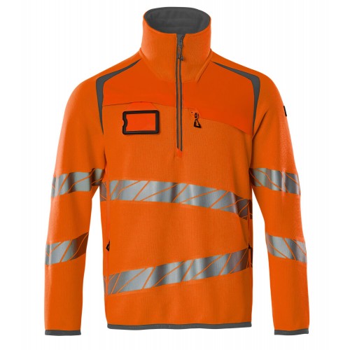 Mascot Accelerate Safe 19005 Fleece Jumper With Zipper Hi Vis Orange Dark Anthracite