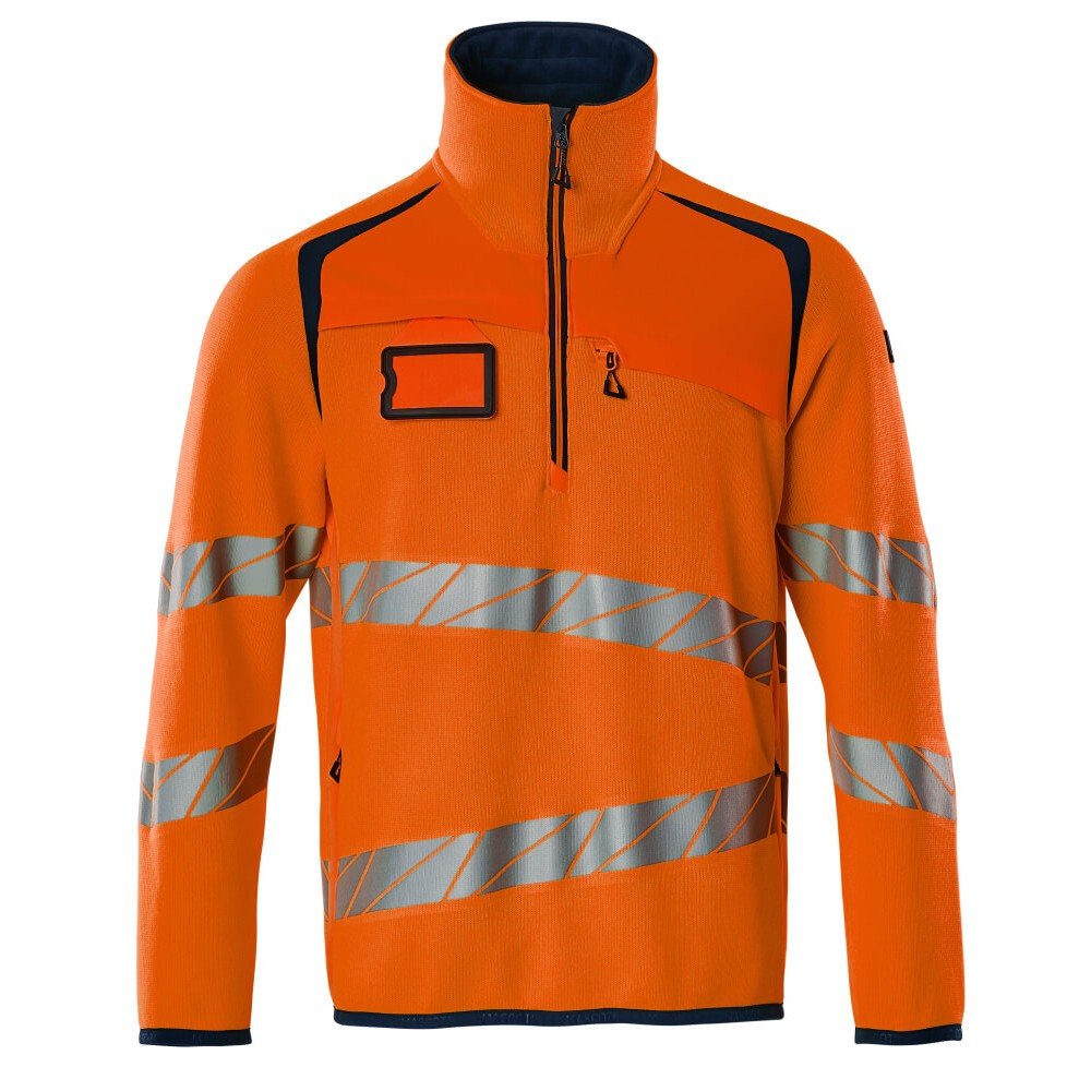 Mascot Accelerate Safe 19005 Fleece Jumper With Zipper Hi Vis Orange Dark Navy