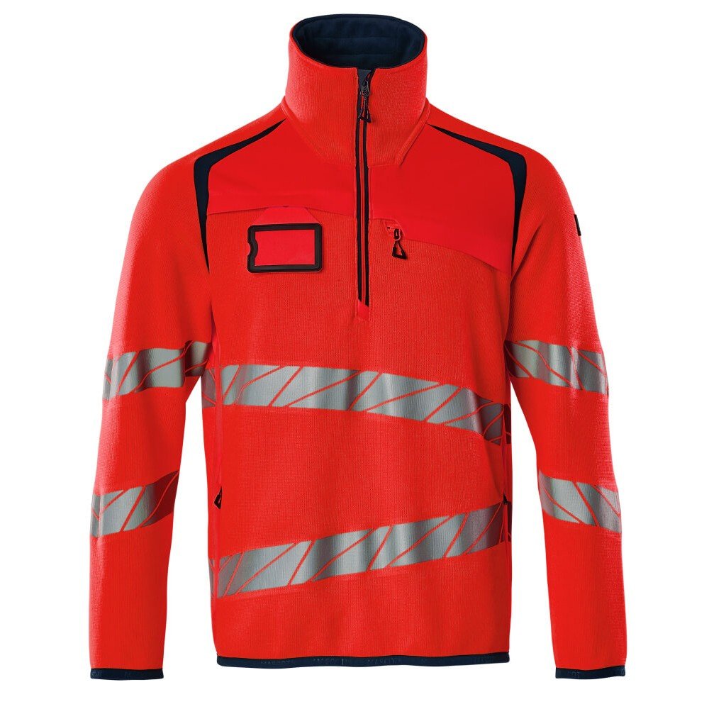 Mascot Accelerate Safe 19005 Fleece Jumper With Zipper Hi Vis Red Dark Navy