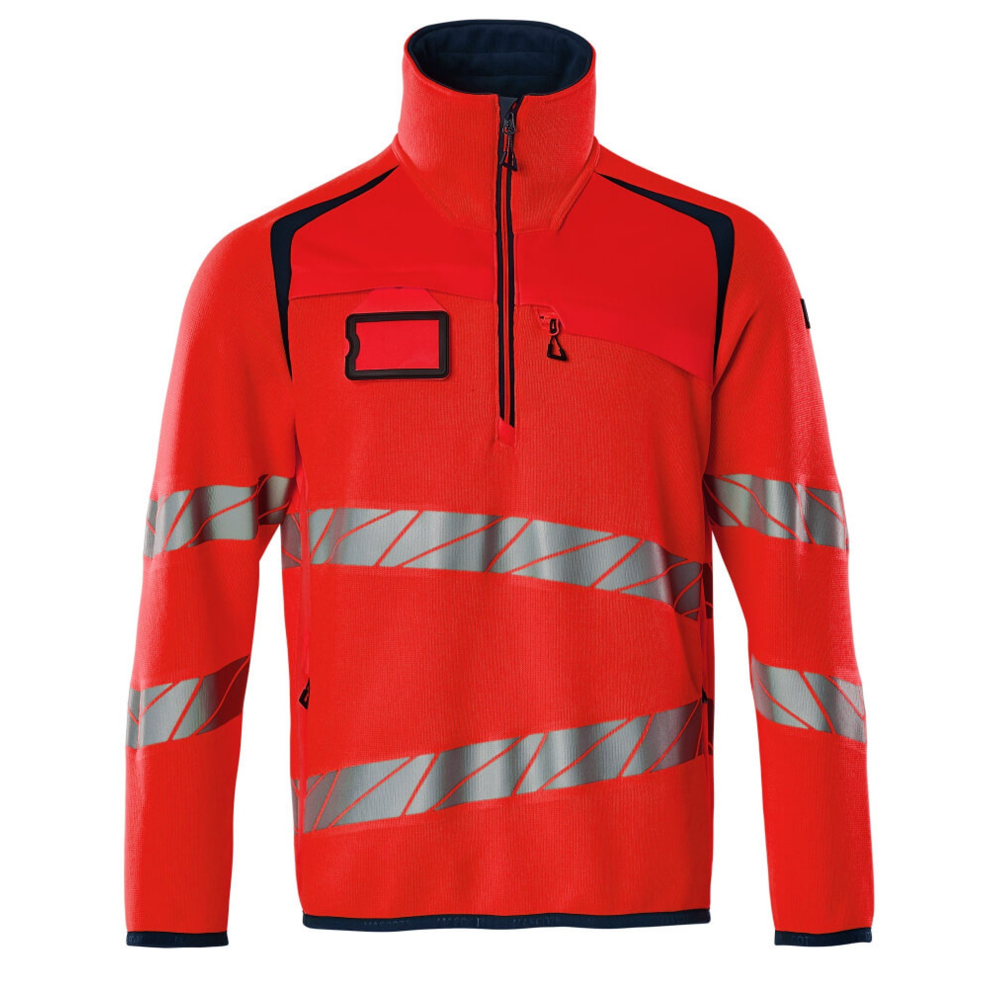 19005 Mascot Accelerate Safe 19005 Fleece Jumper With Zipper Hi Vis Red Dark Navy