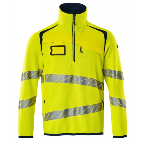 Mascot Accelerate Safe 19005 Fleece Jumper With Zipper Hi Vis Yellow Dark Navy