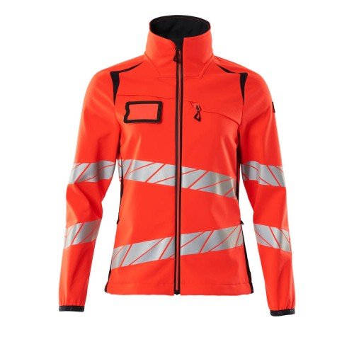 Mascot Accelerate Safe 19012 Ladies Fit Softshell Jacket Hi Vis Red Dark Navy 