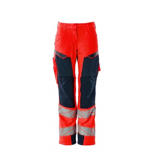 Mascot Accelerate Safe 19078 Trousers Ladies Fit Hi Vis Red Dark Navy