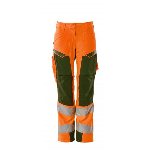 Mascot Accelerate Safe 19078 Trousers Ladies Fit Hi Vis Orange Moss Green