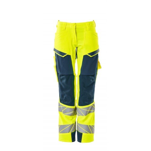 Mascot Accelerate Safe 19078 Trousers Ladies Fit Hi Vis Yellow Dark Petroleum 