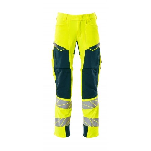 Mascot Accelerate Safe 19079 Trousers With Holster Pockets Hi Vis Yellow Dark Petroleum  Mascot Accelerate Safe 19079 Trousers With Holster Pockets Hi Vis Yellow Dark Petroleum