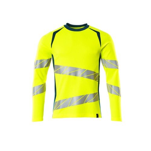 Mascot Accelerate Safe 19081 T-shirt Long Sleeved Hi Vis Yellow Dark Petroleum 