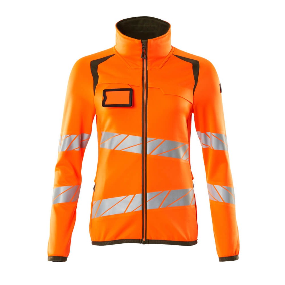 Mascot Accelerate Safe 19153 Fleece Jumper With Zipper Ladies Fit Hi Vis Orange Moss Green