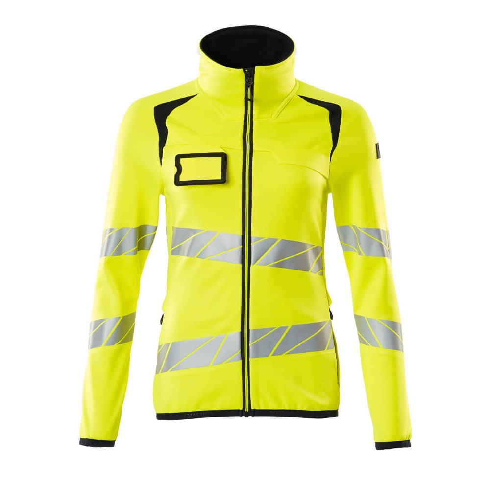 Mascot Accelerate Safe 19153 Fleece Jumper With Zipper Ladies Fit Hi Vis Yellow Dark Navy
