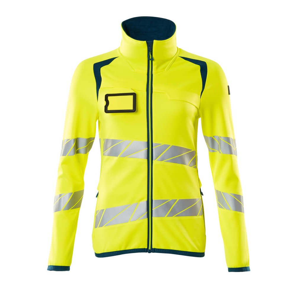 Mascot Accelerate Safe 19153 Fleece Jumper With Zipper Ladies Fit Hi Vis Yellow Dark Petroleum