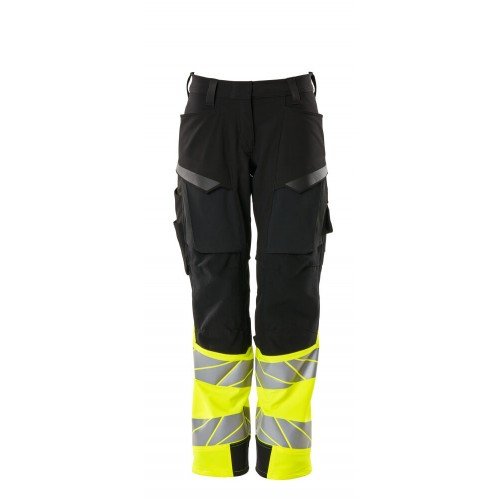 Mascot Accelerate Safe 19178 Trousers with kneepad pockets Ladies Fit Hi Vis Black Yellow 