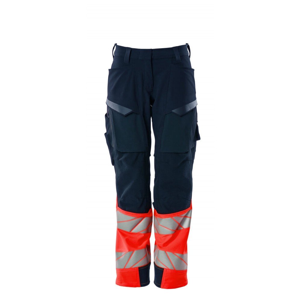 Mascot Accelerate Safe 19178 Trousers with kneepad pockets Ladies Fit Hi Vis Dark Navy Red