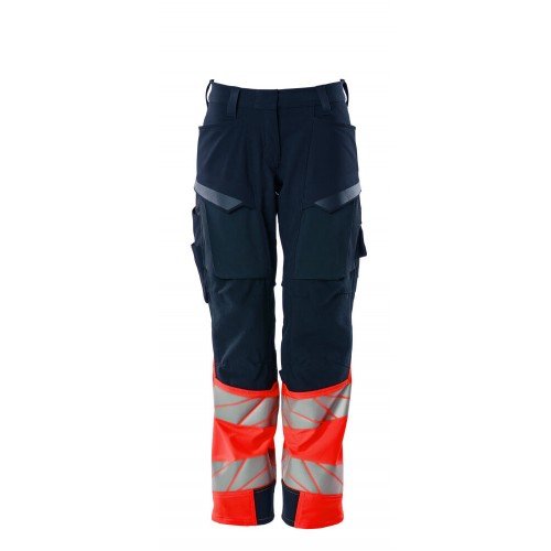 Mascot Accelerate Safe 19178 Trousers with kneepad pockets Ladies Fit Hi Vis Dark Navy Red