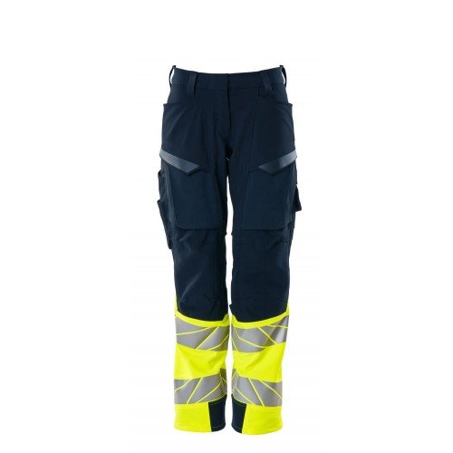Mascot Accelerate Safe 19178 Trousers with kneepad pockets Ladies Fit Hi Vis Dark Navy Yellow