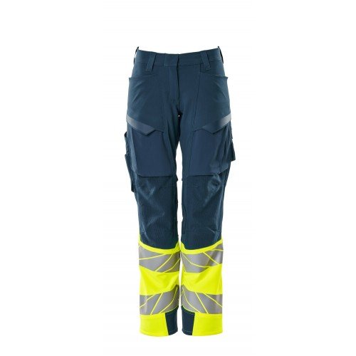 Mascot Accelerate Safe 19178 Trousers With Kneepad Pockets Ladies Fit Hi Vis Dark Petroleum Yellow