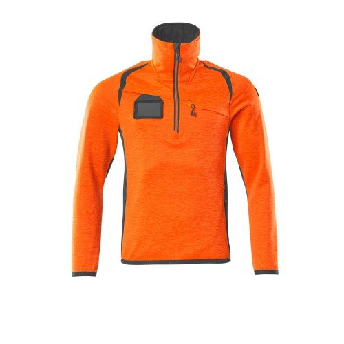 Mascot Accelerate Safe 19303 Fleece Jumper With Zipper Hi Vis Orange Dark Anthracite 