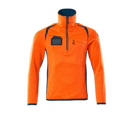 Mascot Accelerate Safe 19303 Fleece Jumper With Zipper Hi Vis Orange Dark Petroleum 