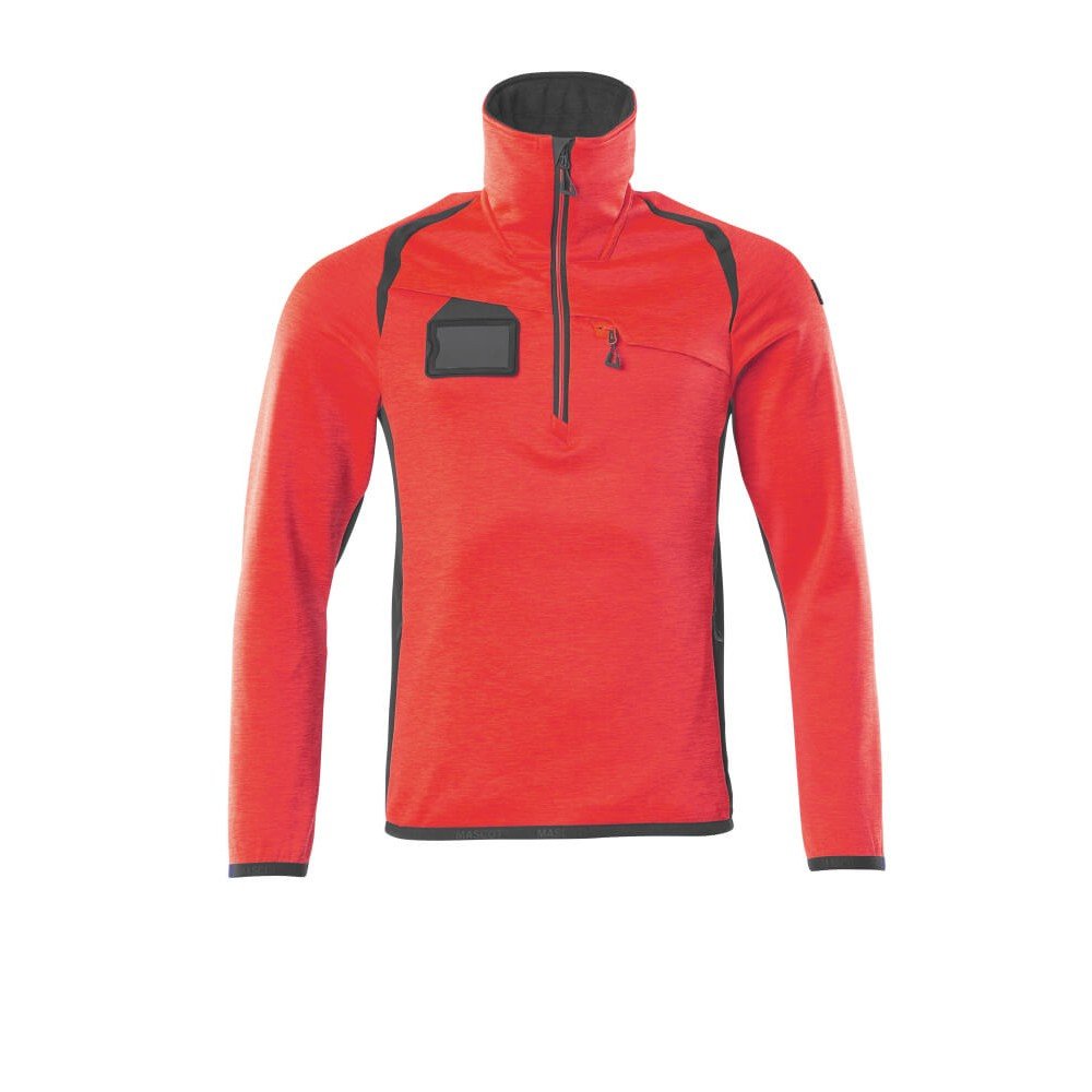 Mascot Accelerate Safe 19303 Fleece Jumper With Zipper Hi Vis Red Dark Anthracite 