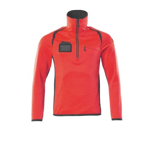 Mascot Accelerate Safe 19303 Fleece Jumper With Zipper Hi Vis Red Dark Anthracite 