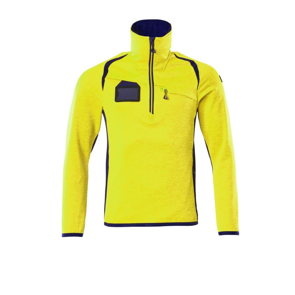 Mascot Accelerate Safe 19303 Fleece Jumper With Zipper Hi Vis Yellow Dark Petroleum 