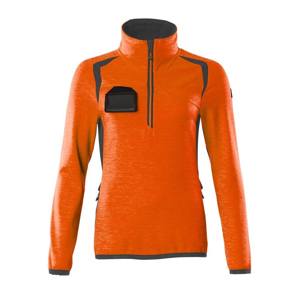 Mascot Accelerate Safe 19353 Ladies Fit Fleece Jumper With Zipper Hi Vis Orange Dark Anthracite