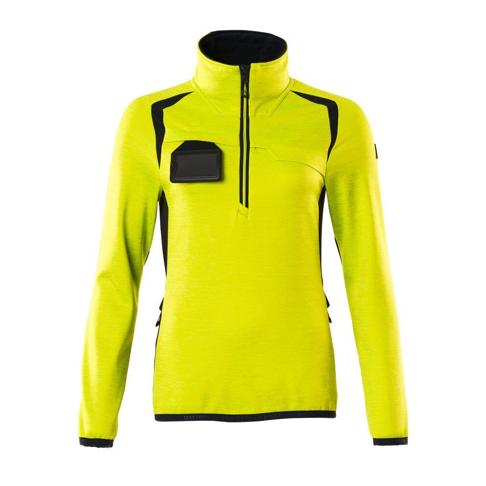 Mascot Accelerate Safe 19353 Ladies Fit Fleece Jumper With Zipper Hi Vis Yellow Black