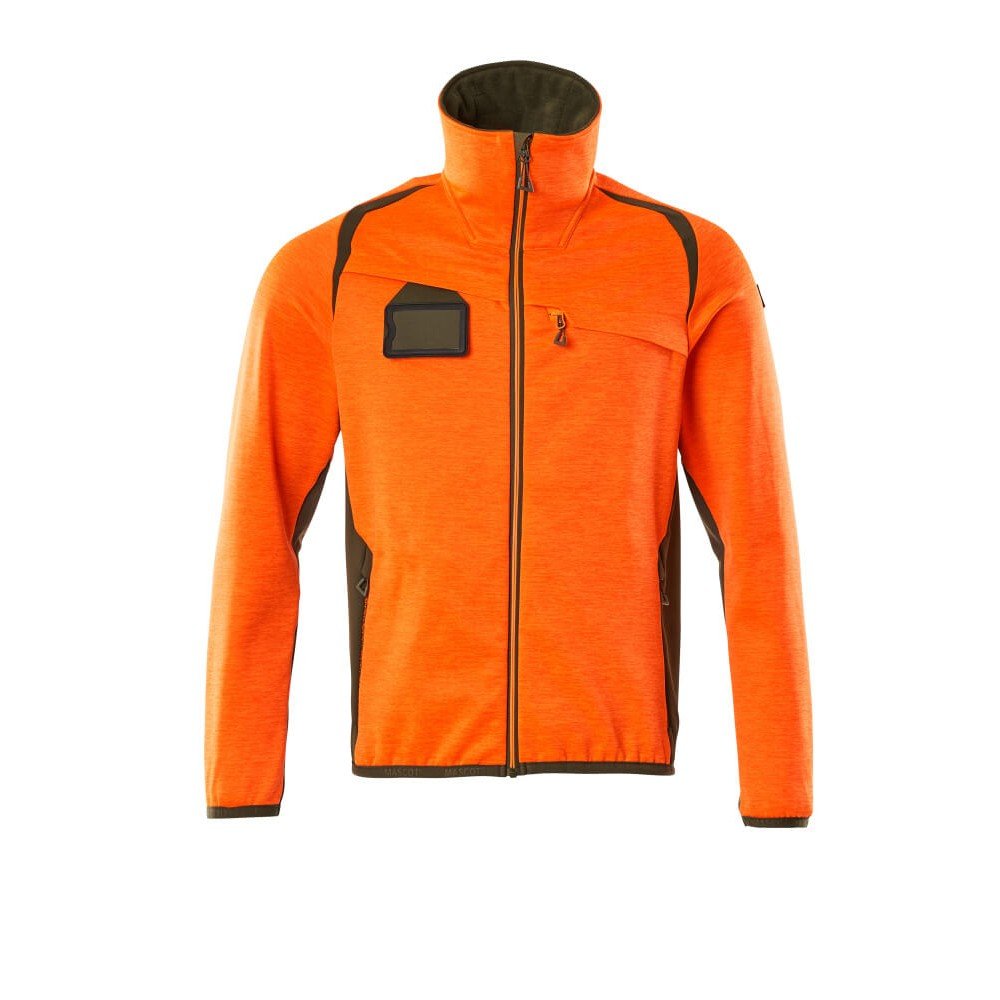 Mascot Accelerate Safe 19403 Fleece Jumper With Zipper Hi Vis Orange Moss Green Mascot Accelerate Safe 19403 Fleece Jumper With Zipper Hi Vis Orange Moss Green