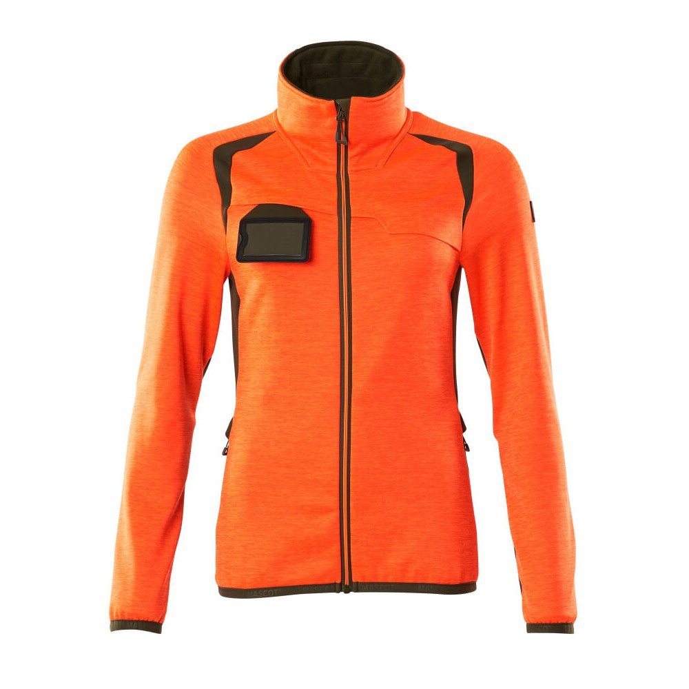 Mascot Accelerate Safe 19453 Fleece Jumper With Zipper Hi Vis Orange Moss Green