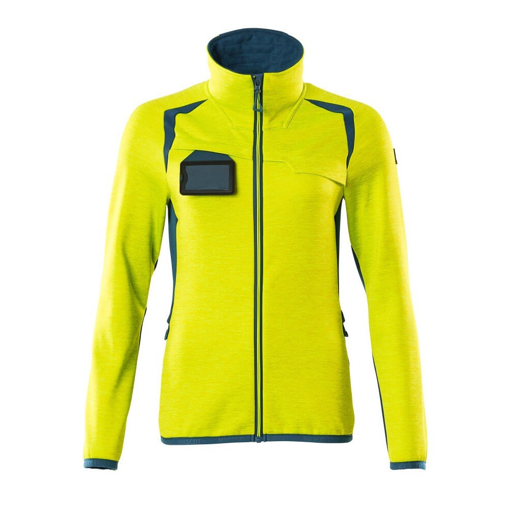 Mascot Accelerate Safe 19453 Fleece Jumper With Zipper Hi Vis Yellow Dark Petroleum 