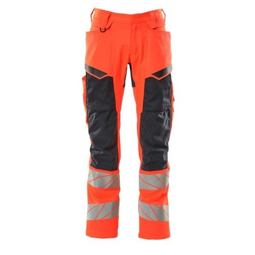Mascot Accelerate Safe 19579 Trousers Kneepad Pockets Hi-Red Dark Navy
