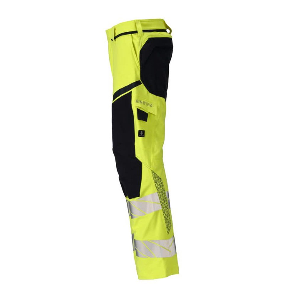 Mascot Accelerate 21079 Hi-Vis Yellow / Dark Navy Trousers with Kneepad Pockets