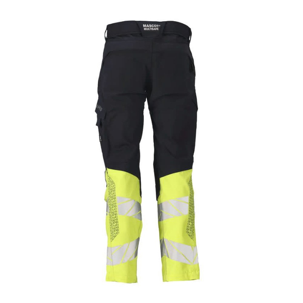 Mascot Accelerate 21479 Flame Retardant Kneepad Trousers Dark Navy / Hi-Vis Yellow