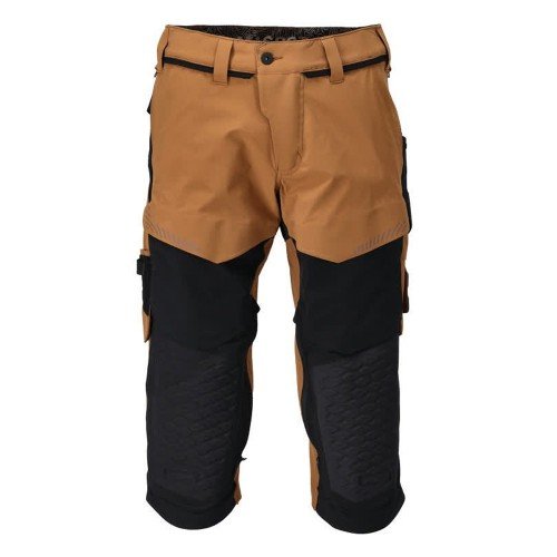 Mascot Customized 22249 3/4 Length Trousers With Kneepad Pockets Brown