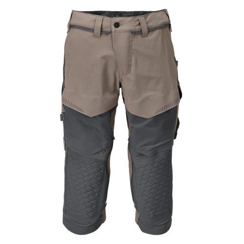 Mascot Customized 22249 3/4 Length Trousers With Kneepad Pockets Sand Grey