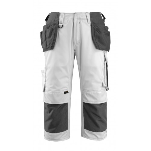 Mascot Safe Unique Lindau 3/4 Length Pants With Kneepad Pockets And Holster Pockets - White/dark Anthracite