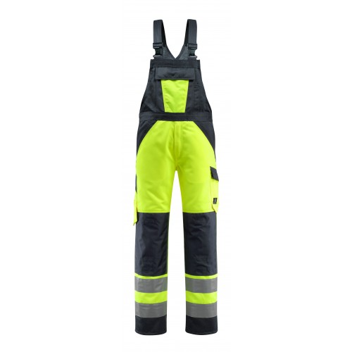 Mascot Safe Light Gosford Bib & Brace With Kneepad Pockets - Hi-vis Yellow/dark Navy